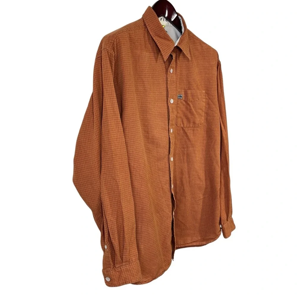 THE‎ NORTH FACE A5 Series Shirt Mens L Orange Long-Sleeve Button Up Hiking Camp
